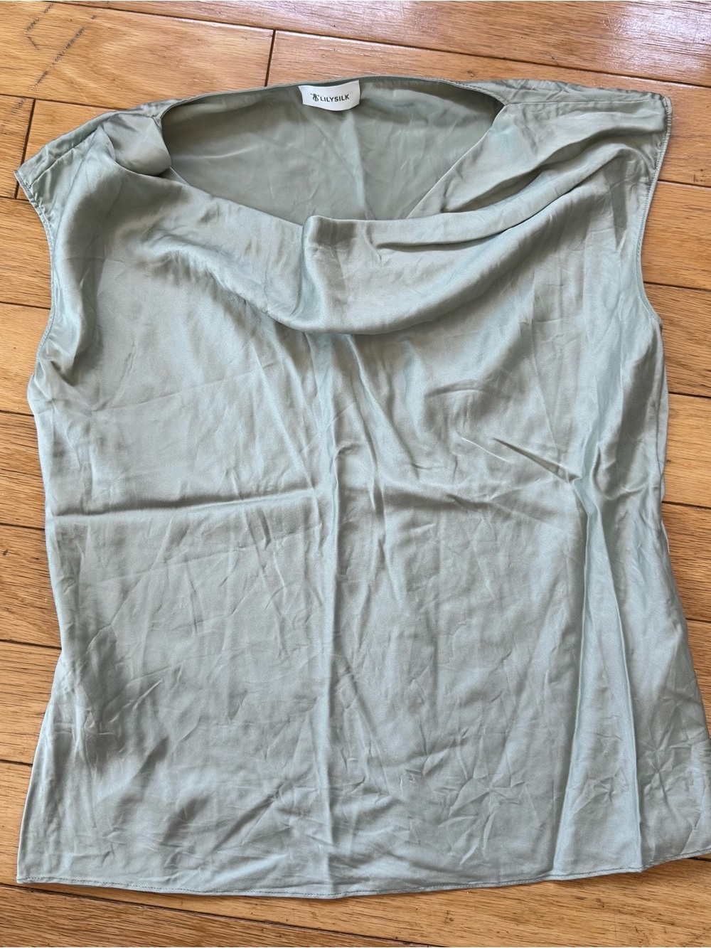 LILYSILK 100% Mulberry Silk Sage Cowl Neck Sleeveless Top Size 8